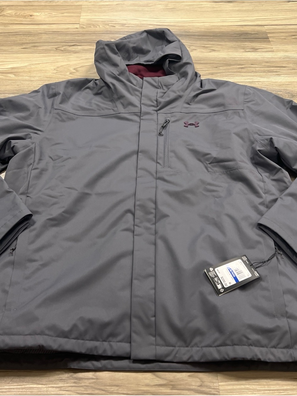 Under Armour Porter 3-in-1 Waterproof Hooded Jacket Gray Men XL 1371585-025 $200